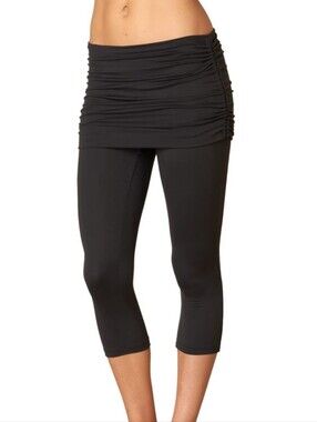 Prana Skirted Capri Leggings Black Womens Size XS NWT Active Hiking Outdoor Gorp